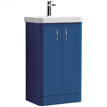 Delphi Direction Floor Standing 2-Door Vanity Unit with Basin 505mm Wide - Azzure Blue