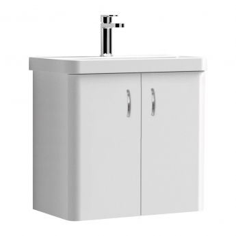 Delphi Direction Wall Hung 2-Door Vanity Unit with Basin 608mm Wide - Gloss White