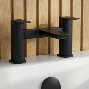 Delphi Dive Matt Black Bath Filler Tap | Product Image