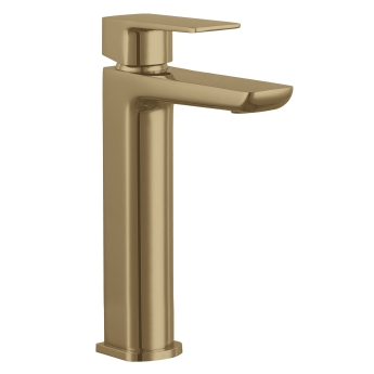 Delphi Dive Brushed Brass High Rise Tall Mono Basin Mixer Tap | Product Image