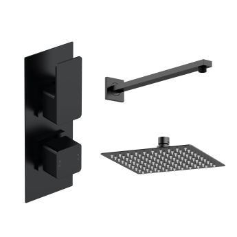Delphi Edge Black Dual Concealed Shower Set with Fixed Head | Product Image