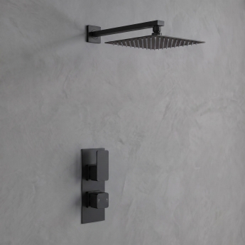 Delphi Edge Black Dual Concealed Shower Set with Fixed Head | Product Image