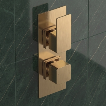 Delphi Edge Brushed Brass Dual Concealed Shower Set with Handset and Bracket | Product Image