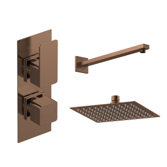 Delphi Edge Brushed Bronze Dual Concealed Shower Set with Fixed Head | Product Image