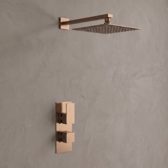 Delphi Edge Brushed Bronze Dual Concealed Shower Set with Fixed Head | Product Image