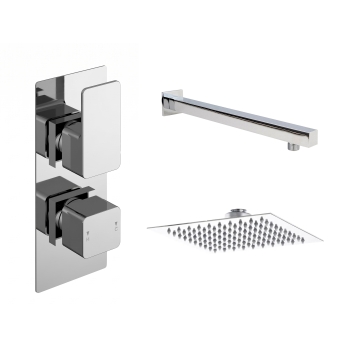 Delphi Edge Chrome Dual Concealed Shower Set with Fixed Head | Product Image