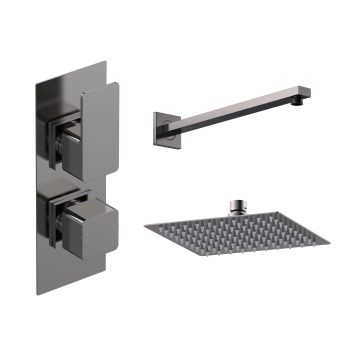 Delphi Edge Brushed Pewter Dual Concealed Shower Set with Fixed Head | Product Image
