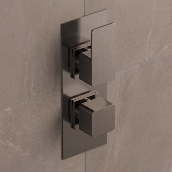 Delphi Edge Brushed Pewter Dual Concealed Shower Set with Handset and Bracket | Product Image