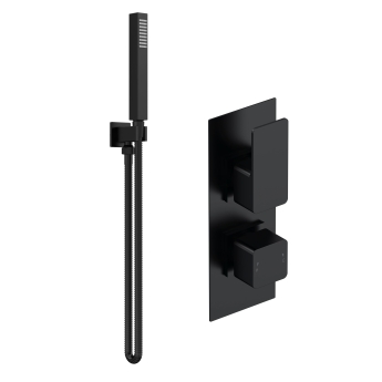 Delphi Edge Black Dual Concealed Shower Set with Handset and Bracket | Product Image