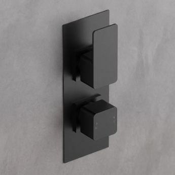 Delphi Edge Black Dual Concealed Shower Set with Handset and Bracket | Product Image
