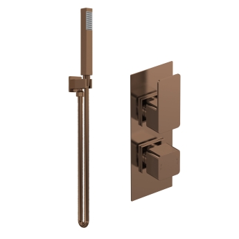 Delphi Edge Brushed Bronze Dual Concealed Shower Set with Handset and Bracket | Product Image