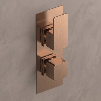 Delphi Edge Brushed Bronze Dual Concealed Shower Set with Fixed Head | Product Image