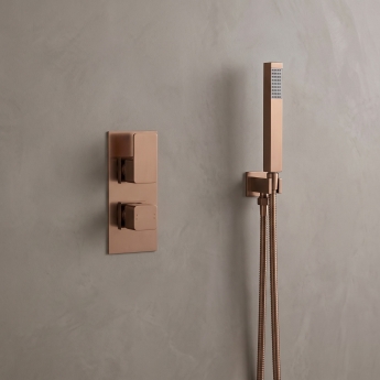 Delphi Edge Brushed Bronze Dual Concealed Shower Set with Handset and Bracket | Product Image