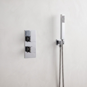 Delphi Edge Chrome Dual Concealed Shower Set with Handset and Bracket | Product Image