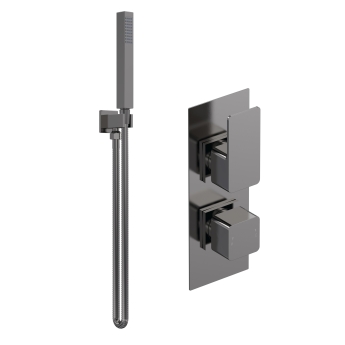 Delphi Edge Brushed Pewter Dual Concealed Shower Set with Handset and Bracket | Product Image