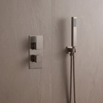 Delphi Edge Brushed Pewter Dual Concealed Shower Set with Handset and Bracket | Product Image