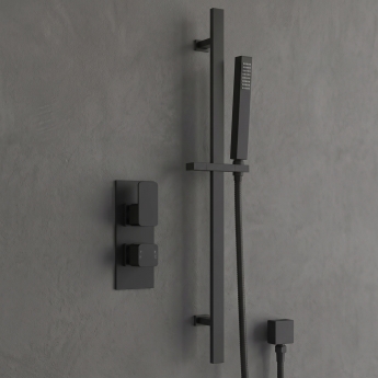 Delphi Edge Matt Black Dual Concealed Shower Set with Slide Rail Kit | Product Image