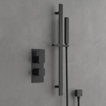 Delphi Edge Matt Black Dual Concealed Shower Set with Slide Rail Kit | Product Image
