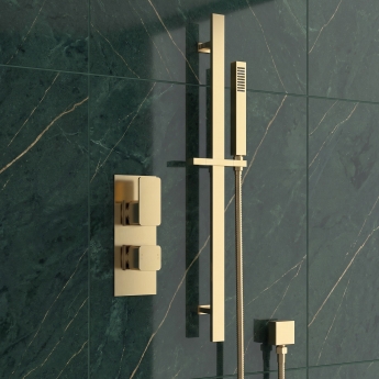 Delphi Edge Brushed Brass Dual Concealed Shower Set with Slide Rail Kit | Product Image