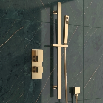 Delphi Edge Brushed Brass Dual Concealed Shower Set with Slide Rail Kit | Product Image