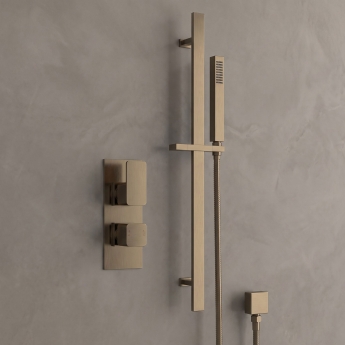 Delphi Edge Brushed Bronze Dual Concealed Shower Set with Slide Rail Kit | Product Image