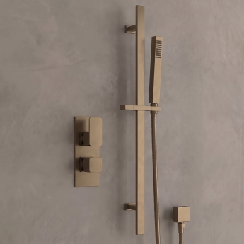 Delphi Edge Brushed Bronze Dual Concealed Shower Set with Slide Rail Kit | Product Image