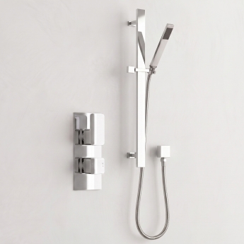 Delphi Edge Chrome Dual Concealed Shower Set with Slide Rail Kit | Product Image