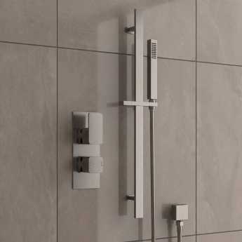 Delphi Edge Brushed Pewter Dual Concealed Shower Set with Slide Rail Kit | Product Image