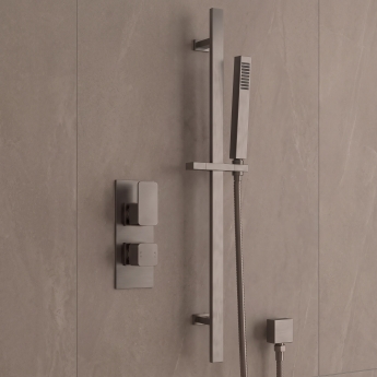 Delphi Edge Brushed Pewter Dual Concealed Shower Set with Slide Rail Kit | Product Image
