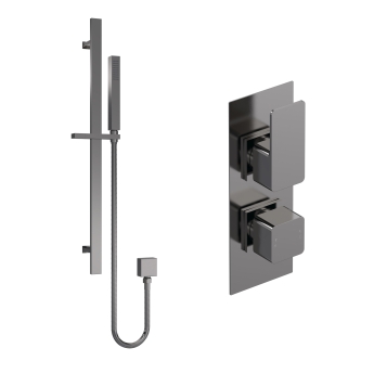 Delphi Edge Brushed Pewter Dual Concealed Shower Set with Slide Rail Kit | Product Image