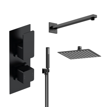 Delphi Edge Black Dual Concealed Shower Set with Fixed Head and Handset | Product Image