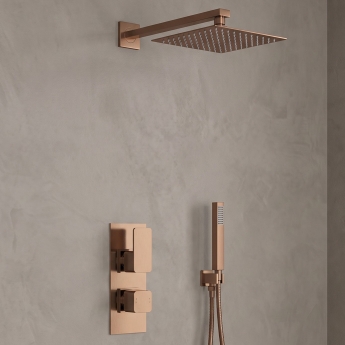 Delphi Edge Brushed Bronze Dual Concealed Shower Set with Fixed Head and Handset | Product Image