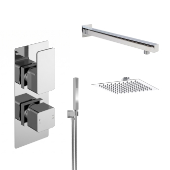 Delphi Edge Chrome Dual Concealed Shower Set with Fixed Head and Handset | Product Image