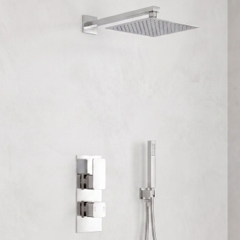 Delphi Edge Chrome Dual Concealed Shower Set with Fixed Head and Handset | Product Image