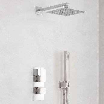 Delphi Edge Chrome Dual Concealed Shower Set with Fixed Head and Handset | Product Image