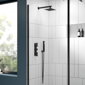 Delphi Edge Black Triple Concealed Shower Set with Fixed Head and Handset | Product Image