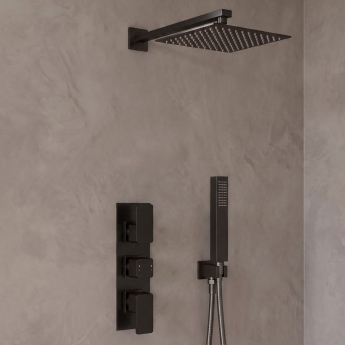 Delphi Edge Black Triple Concealed Shower Set with Fixed Head and Handset | Product Image
