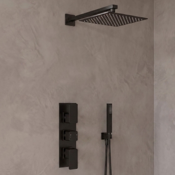 Delphi Edge Black Triple Concealed Shower Set with Fixed Head and Handset | Product Image
