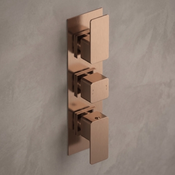 Delphi Edge Brushed Bronze 2-Outlet Triple Concealed Shower Valve | Product Image
