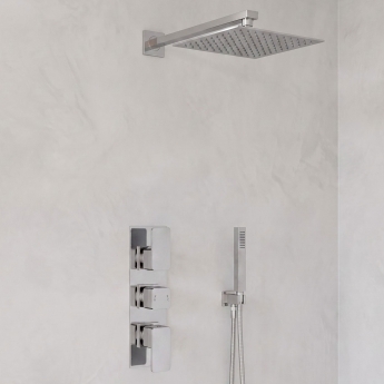 Delphi Edge Chrome Triple Concealed Shower Set with Fixed Head and Handset | Product Image