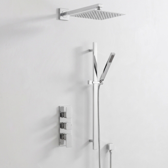 Delphi Edge Chrome Triple Concealed Shower Set with Fixed Head and Slide Rail Kit | Product Image