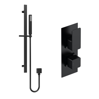 Delphi Edge Matt Black Dual Concealed Shower Set with Slide Rail Kit | Product Image