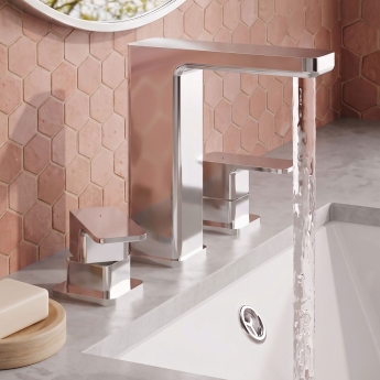 Delphi Edge Chrome 3-Hole Basin Mixer Tap (inc Pop-Up Waste) | Product Image