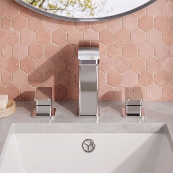 Delphi Edge Chrome 3-Hole Basin Mixer Tap (inc Pop-Up Waste) | Product Image