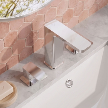 Delphi Edge Chrome 3-Hole Basin Mixer Tap (inc Pop-Up Waste) | Product Image