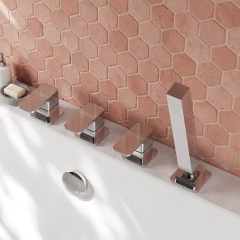 Delphi Edge Chrome 4-Hole Pillar Mounted Bath Shower Mixer Tap | Product Image