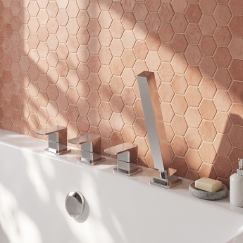 Delphi Edge Chrome 4-Hole Pillar Mounted Bath Shower Mixer Tap | Product Image
