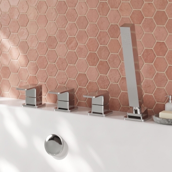 Delphi Edge Chrome 4-Hole Pillar Mounted Bath Shower Mixer Tap | Product Image
