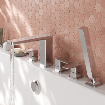 Delphi Edge Chrome 5-Hole Pillar Mounted Bath Shower Mixer Tap | Product Image