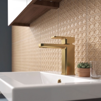 Delphi Edge Brushed Brass Mono Basin Mixer Tap (inc Press Top Waste) | Product Image